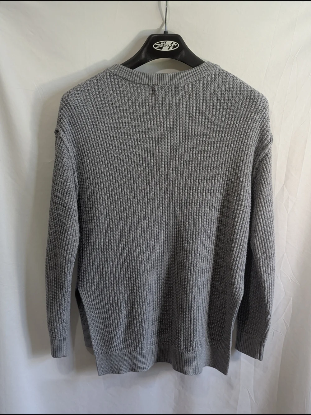 ZESICA Gray Waffle Knit Henley Sweater High Low Hem Side Slit Women's Small